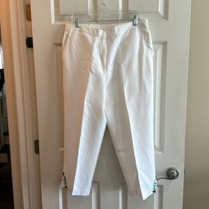 Ruby Rd. White Pants with Embellished Hem